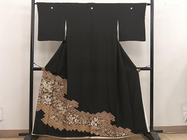 平和屋着物■豪華黒留袖 駒刺繍 宝尽くし吉祥花文 金彩 正絹 逸品 BAAX5431mz