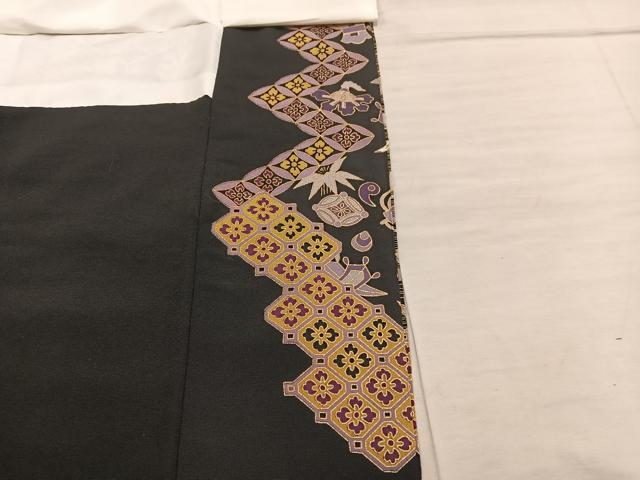 平和屋着物■豪華黒留袖 駒刺繍 宝尽くし吉祥花文 金彩 正絹 逸品 BAAX5431mz