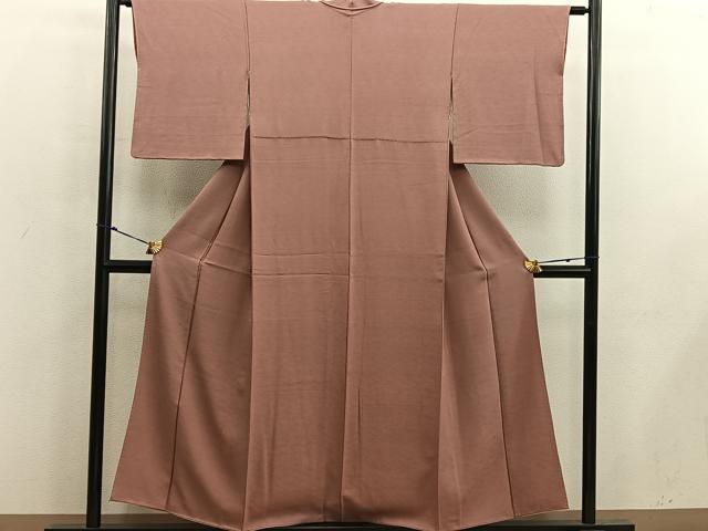 平和屋着物■上質な色無地 立波地紋 赭色 正絹 逸品 BAAX5437mz