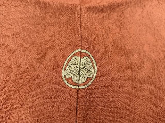 平和屋着物■上質な色無地 草花地紋 赤茶色 正絹 逸品 BAAX5438mz