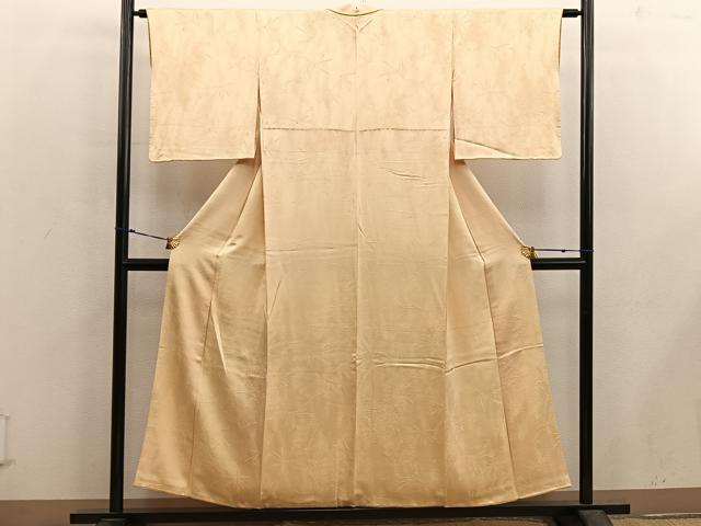平和屋着物■上質な色無地 草葉地紋 飴色 正絹 逸品 BAAX5442mz