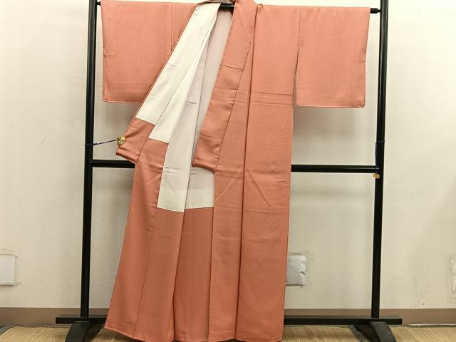 平和屋着物●二代目清次郎 手描き 色無地 樺色 正絹 逸品 BAAX5448mz