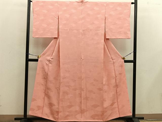 平和屋着物■上質な色無地 地紙重ね地紋 纁色 正絹 逸品 BAAX5449mz