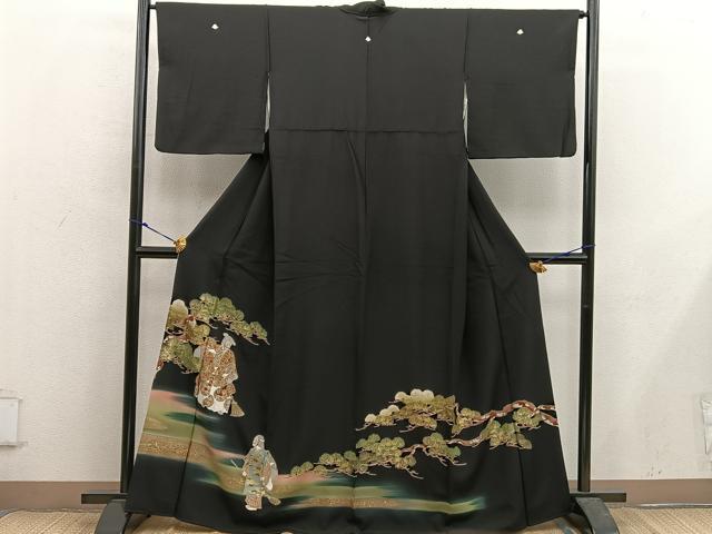 平和屋着物■豪華黒留袖 能 狂言 暈し染め 金彩 正絹 逸品 BAAX5454mz
