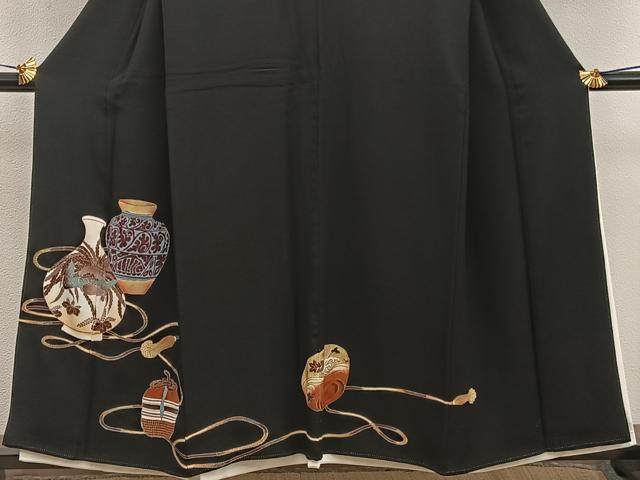 平和屋着物■豪華黒留袖 鳳凰陶器文 金彩 正絹 逸品 BAAX5458mz