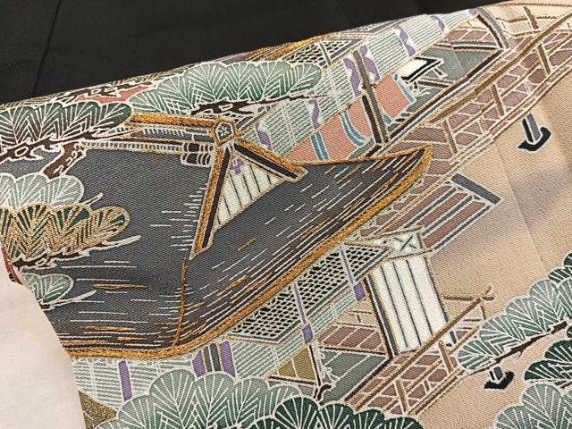 平和屋着物■豪華黒留袖 刺繍 風景花文 金彩 正絹 逸品 BAAX5463mz