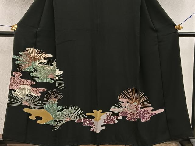平和屋着物■豪華黒留袖 七宝花文 金彩 正絹 逸品 BAAX5492mz