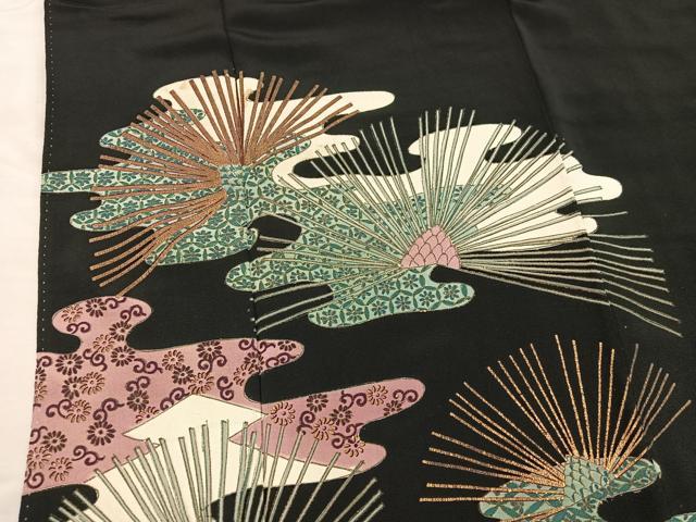 平和屋着物■豪華黒留袖 七宝花文 金彩 正絹 逸品 BAAX5492mz