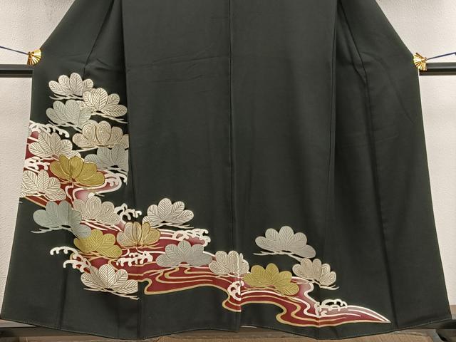 平和屋着物■豪華黒留袖 駒刺繍 立波草葉文 暈し染め 金彩 正絹 逸品 BAAX5494mz