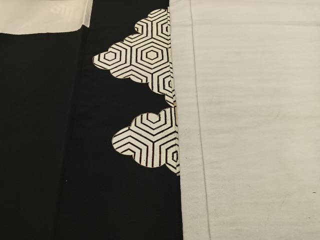 平和屋着物■豪華黒留袖 駒刺繍 亀甲花文 金彩 正絹 逸品 BAAX5497mz
