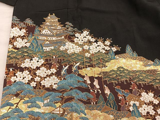 平和屋着物■豪華黒留袖 大名行列 金彩 正絹 逸品 BAAX5505mz