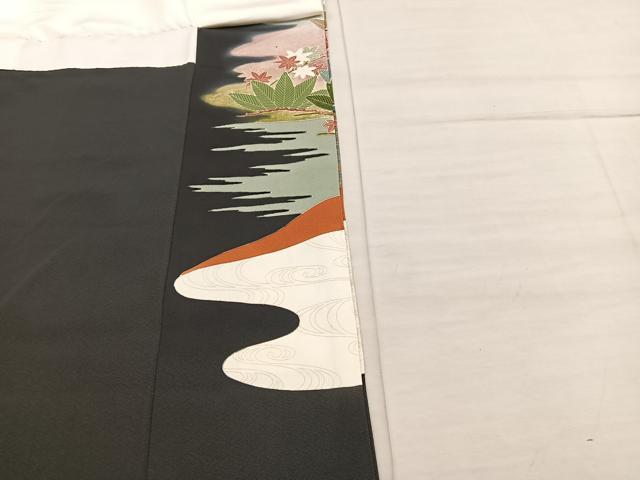 平和屋着物■豪華黒留袖 友禅 作家物 刺繍 群鶴花文 暈し染め 金彩 正絹 逸品 BAAX5507mz