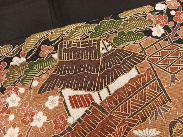 平和屋着物■豪華黒留袖 駒刺繍 松竹梅 金彩 正絹 逸品 BAAX5508mz