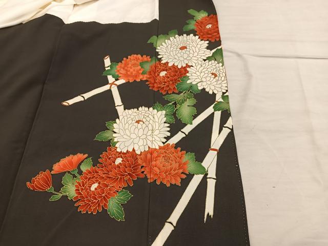 平和屋着物■豪華黒留袖 刺繍 菊 金彩 正絹 逸品 BAAX5509mz