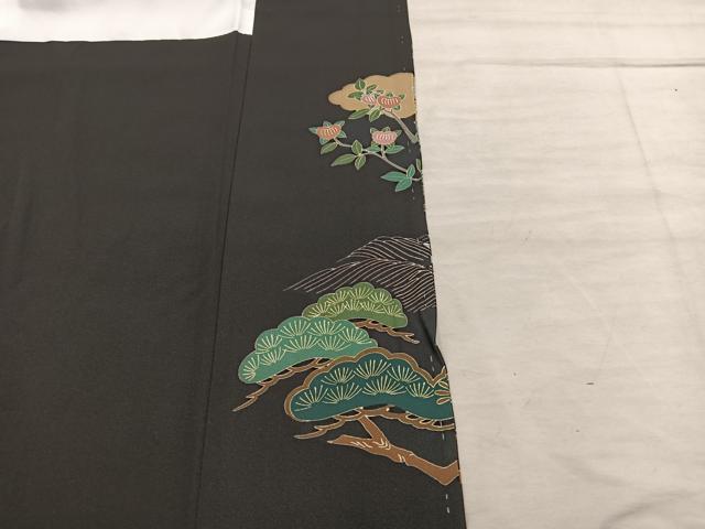 平和屋着物■豪華黒留袖 飛鶴花文 金彩 正絹 逸品 BAAX5510mz