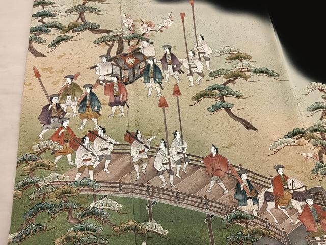 平和屋着物■豪華黒留袖 作家物 渡橋人物花文 暈し染め 金彩 正絹 逸品 BAAX5514mz