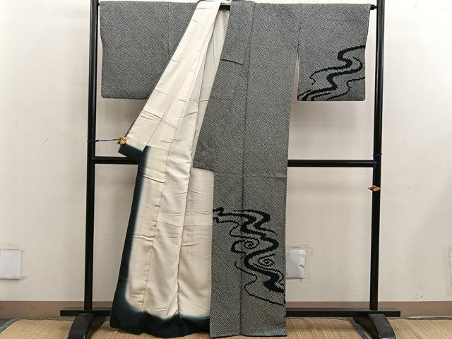平和屋着物■訪問着 総絞り 流水文 正絹 逸品 BAAX5518mz