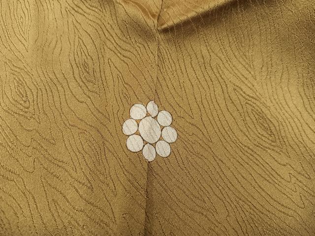平和屋着物■上質な色無地 木目地紋 山吹茶色 鈴乃屋扱い 正絹 逸品 BAAX5522mz