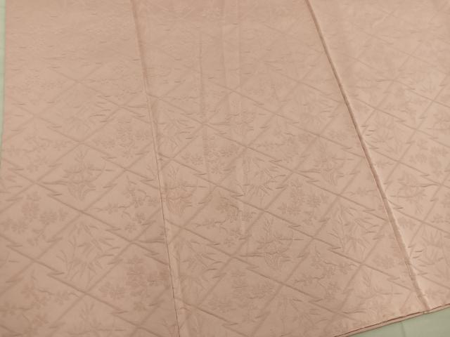 平和屋着物■上質な色無地 松皮菱花地紋 宍色 正絹 逸品 BAAX5525mz