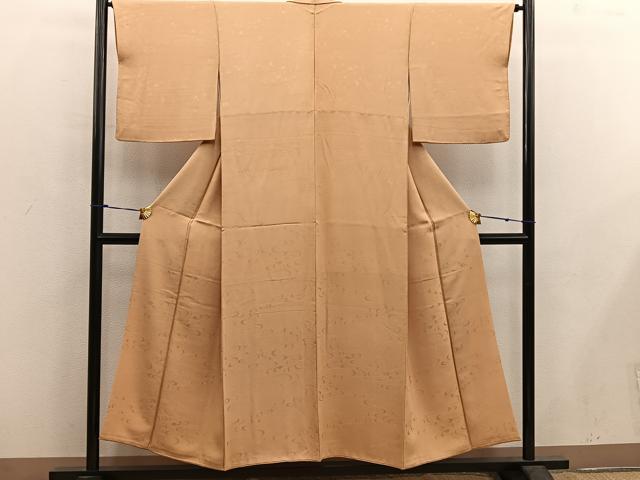平和屋着物■上質な色無地 流水地紋 黄朽葉色 正絹 逸品 BAAX5528mz