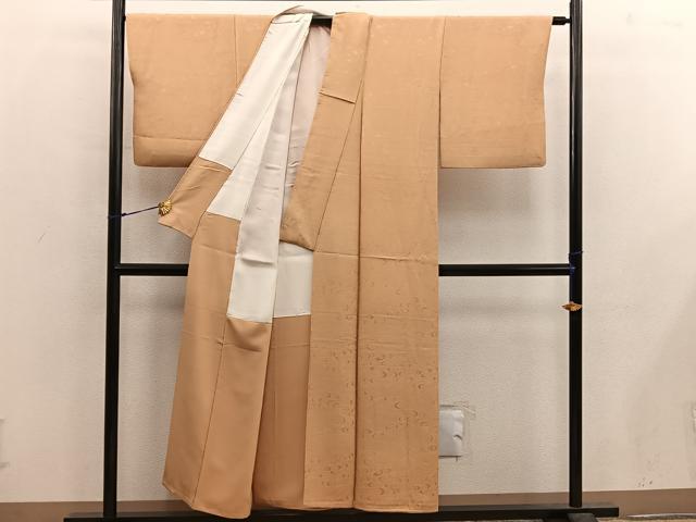 平和屋着物■上質な色無地 流水地紋 黄朽葉色 正絹 逸品 BAAX5528mz