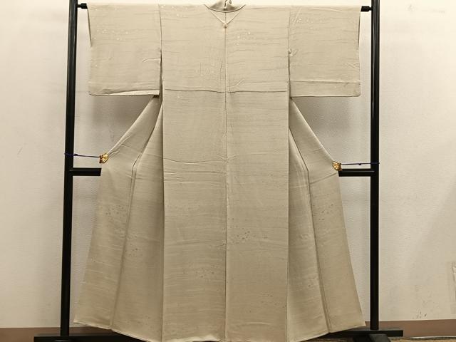 平和屋着物■上質な色無地 箔散らし地紋 枯色 正絹 逸品 BAAX5538mz