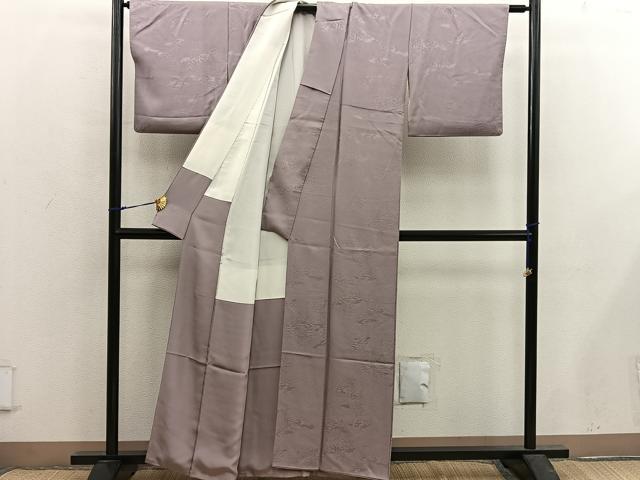 平和屋着物■上質な色無地 樹林地紋 薄柿色 正絹 逸品 BAAX5539mz