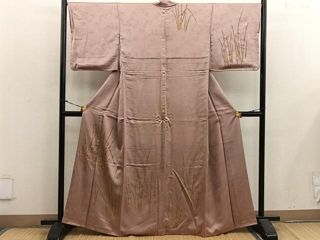 平和屋着物■訪問着 刺繍 草葉文 正絹 逸品 BAAX5542mz