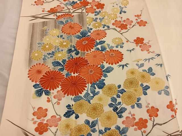 平和屋着物■訪問着 友禅 菊花文 正絹 逸品 BAAX5551mz