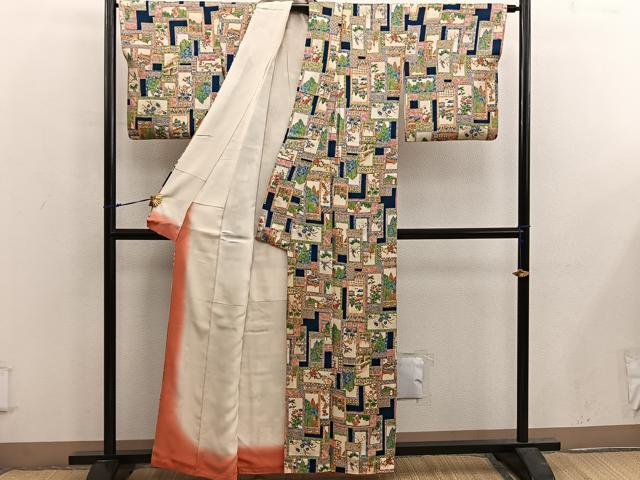 平和屋着物■上質な小紋 風景文 正絹 逸品 BAAX5553mz