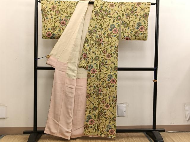 平和屋着物■上質な小紋 更紗花文 正絹 逸品 BAAX5555mz