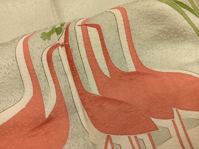 平和屋着物■訪問着 刺繍 群鶴文 正絹 逸品 BAAX5559mz