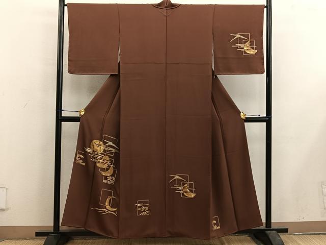 平和屋着物■訪問着 竹屋町刺繍 立波飛鶴文 金彩 正絹 逸品 BAAX5560mz