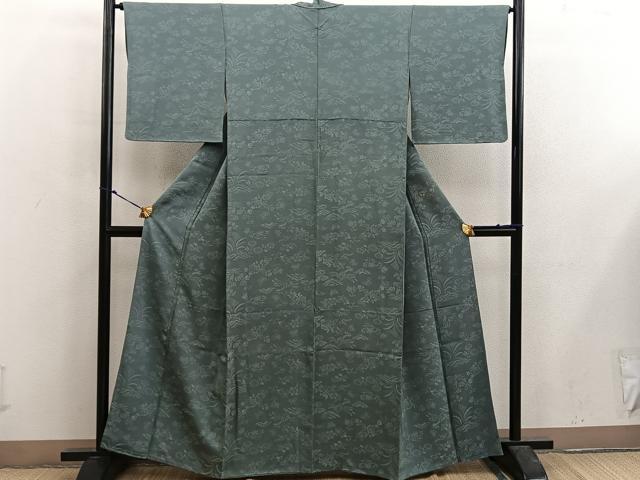 平和屋着物■上質な色無地 舞蝶花地紋 岩井茶色 高島屋扱い 正絹 逸品 BAAX5563mz
