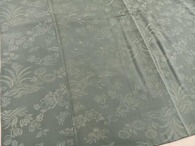 平和屋着物■上質な色無地 舞蝶花地紋 岩井茶色 高島屋扱い 正絹 逸品 BAAX5563mz