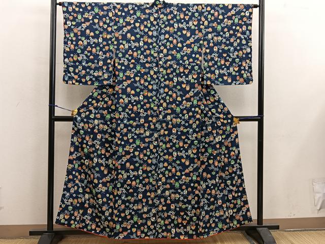 平和屋着物■上質な小紋 型染め 陶器花文 正絹 逸品 BAAX5564mz