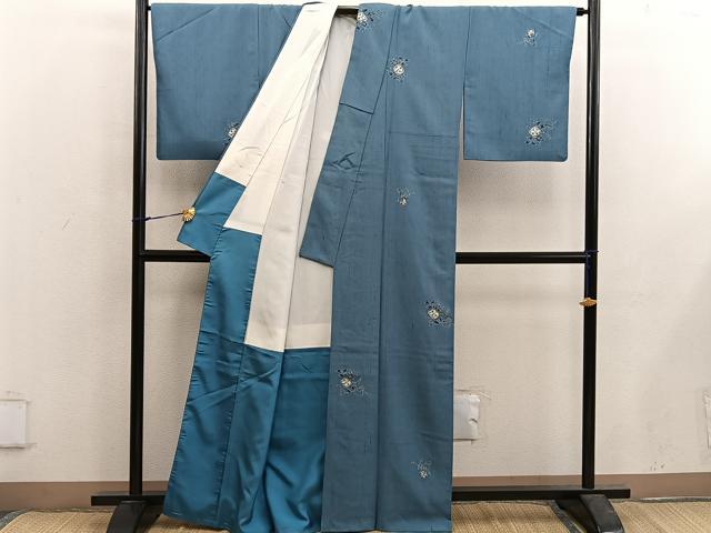 平和屋着物■上質な紬 絞り 枝花文 正絹 逸品 BAAX5566mz