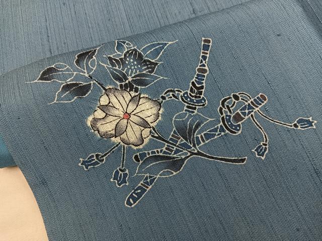 平和屋着物■上質な紬 絞り 枝花文 正絹 逸品 BAAX5566mz