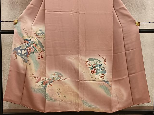 平和屋着物■訪問着 檜扇御所車花文 暈し染め 正絹 逸品 BAAX5569mz