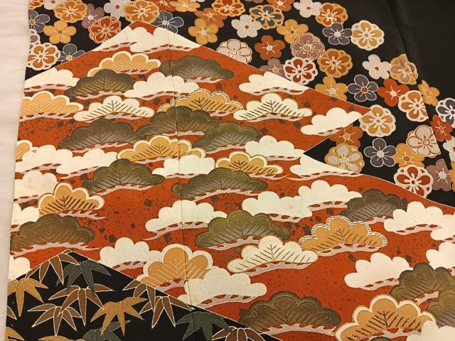 平和屋着物■豪華黒留袖 作家物 駒刺繍 松竹梅 正絹 逸品 BAAX5592mz