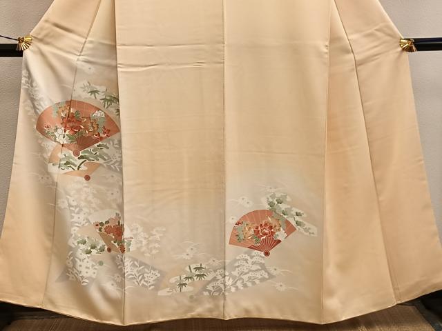 平和屋着物■訪問着 檜扇牡丹花文 暈し染め 金彩 正絹 逸品 BAAX5598mz