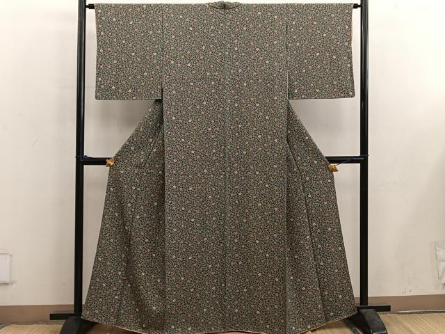 平和屋着物■上質な小紋 花唐草文 正絹 逸品 BAAX5606mz