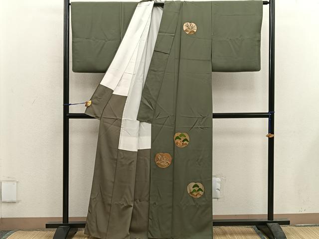 平和屋着物■訪問着 駒刺繍 草葉松文 正絹 逸品 BAAX5616mz