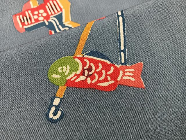 平和屋着物■上質な小紋 型染め 動物花文 正絹 逸品 BAAX5619mz