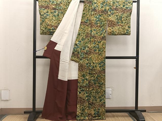 平和屋着物■上質な小紋 草花文 正絹 逸品 BAAX5633mz
