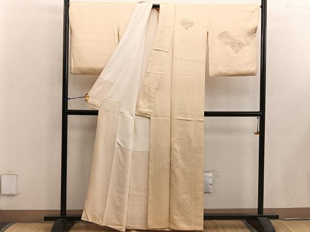 平和屋着物■訪問着 総相良刺繍 扇面花文 正絹 逸品 BAAX5635mz