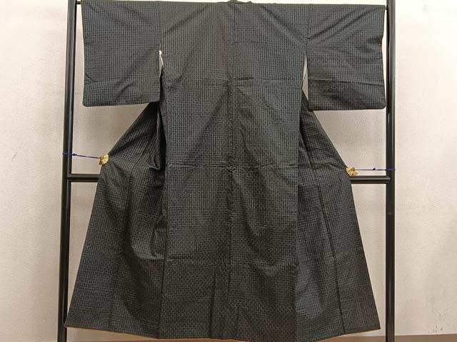 平和屋着物■上質な紬 格子柄 正絹 逸品 BAAX5640mz