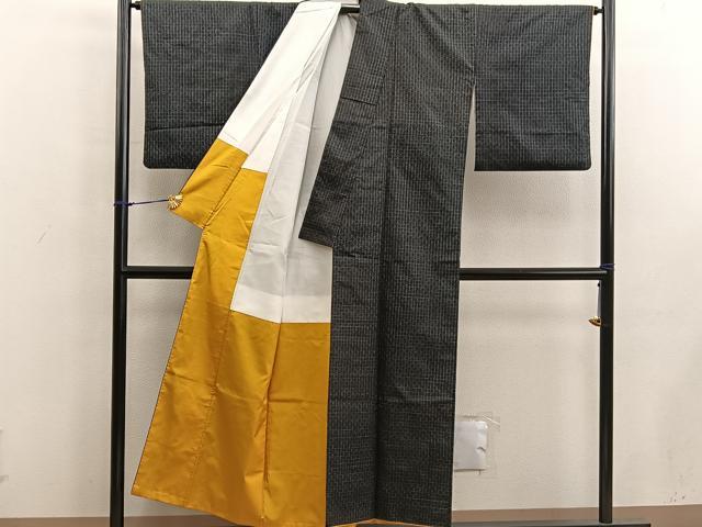 平和屋着物■上質な紬 格子柄 正絹 逸品 BAAX5640mz