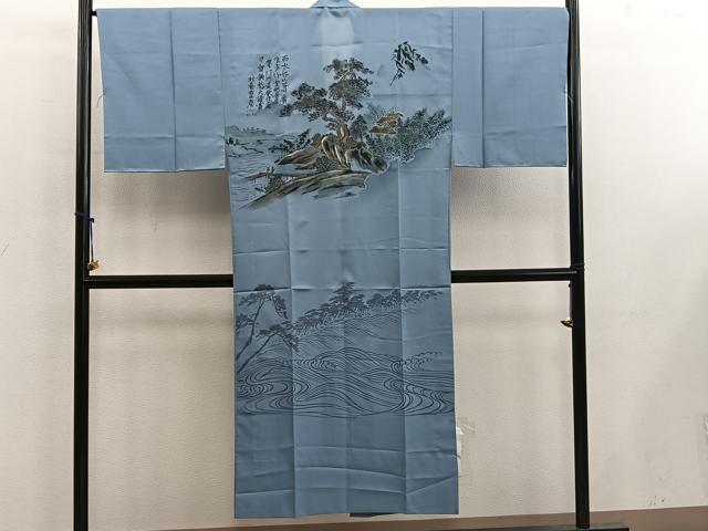 平和屋着物■男性 長襦袢 無双仕立て 風景文 金彩 洗える着物 BAAX5641mz