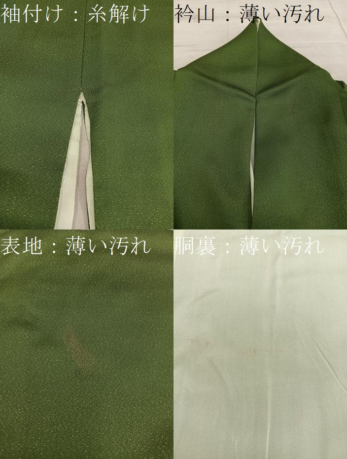 平和屋着物■上質な色無地 海松色 銀通し地 正絹 逸品 BAAX5642mz